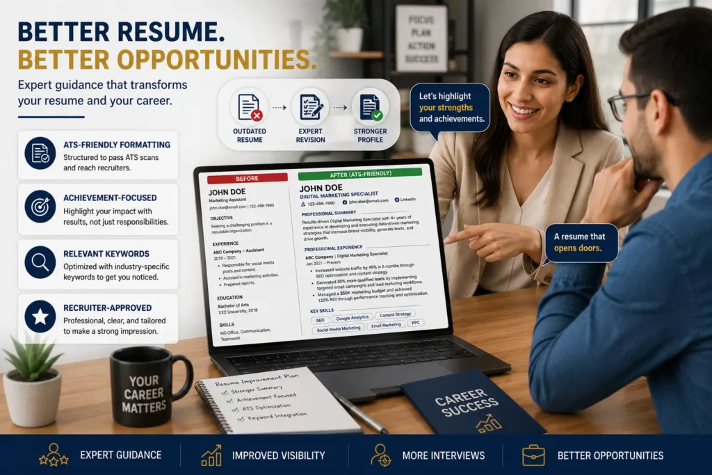 Improving a professional resume after repeated job rejections with ATS-friendly optimization.