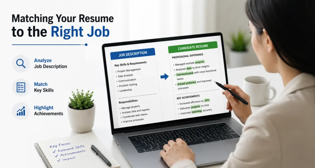 Resume Writing Services customizing a professional resume before submitting job applications.
