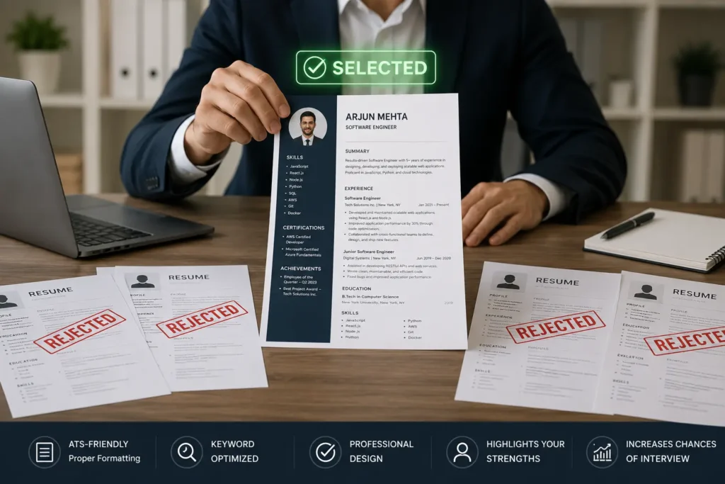 Recruiter selecting a professionally written ATS-friendly resume.