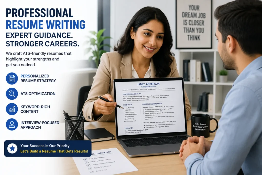 Professional resume writing expert helping a candidate improve their resume.