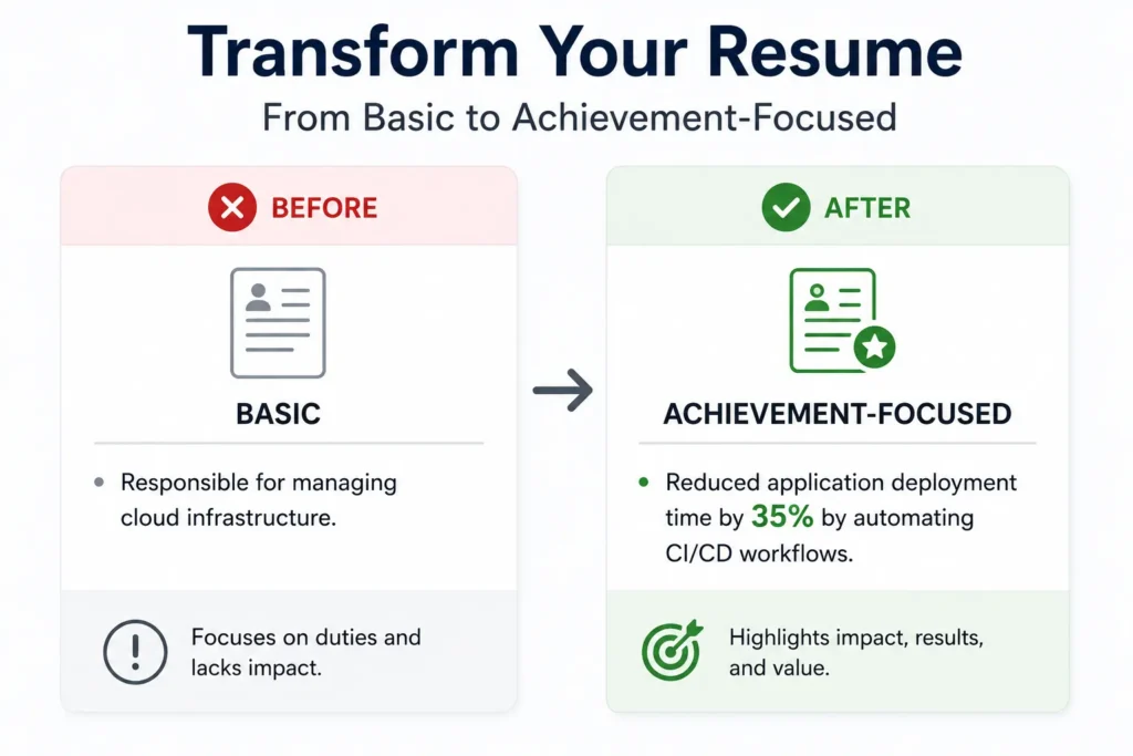 IT resume achievement focused work experience example