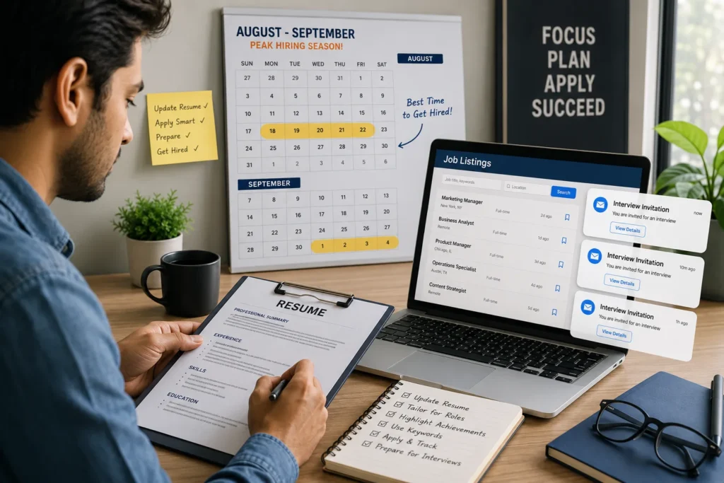 Job Applications during the August and September hiring season with Resume Writing preparation.