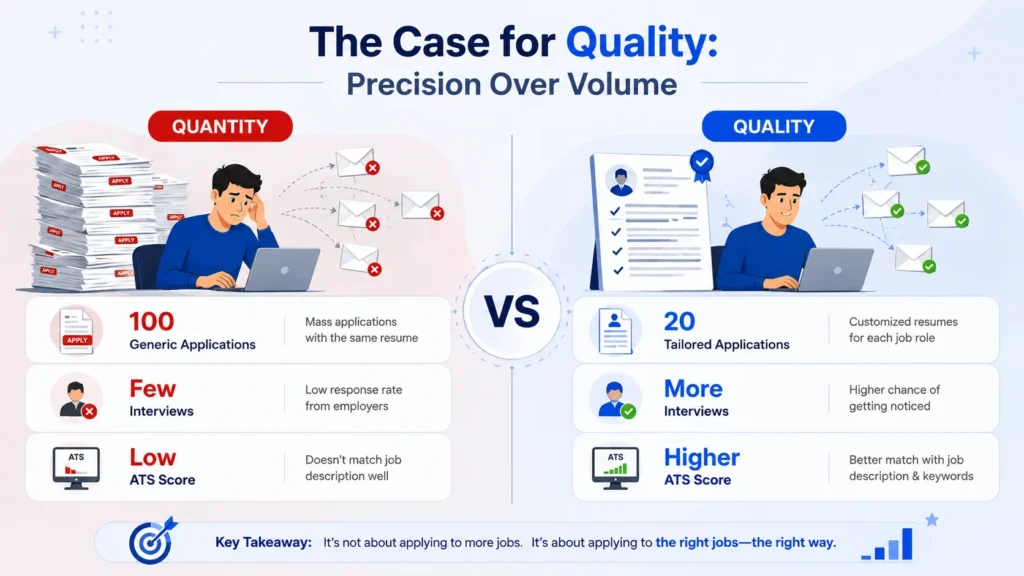 Quality vs quantity job applications comparison.