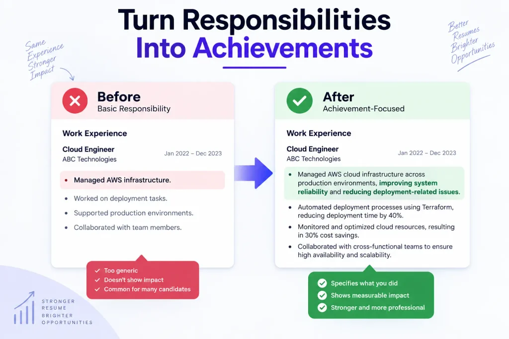 before and after IT resume achievement examples